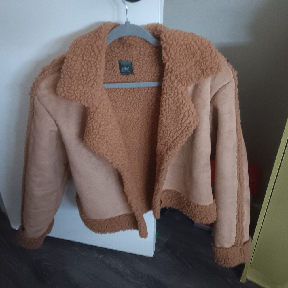 Tan and Brown Shearling Jacket